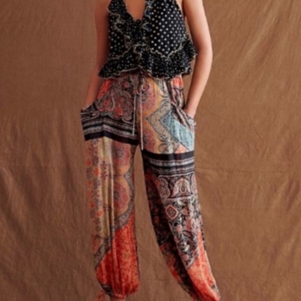 Free People "BEGONIA" BALLOON Boho Wide Leg Pants L Large - Picture 9 of 14